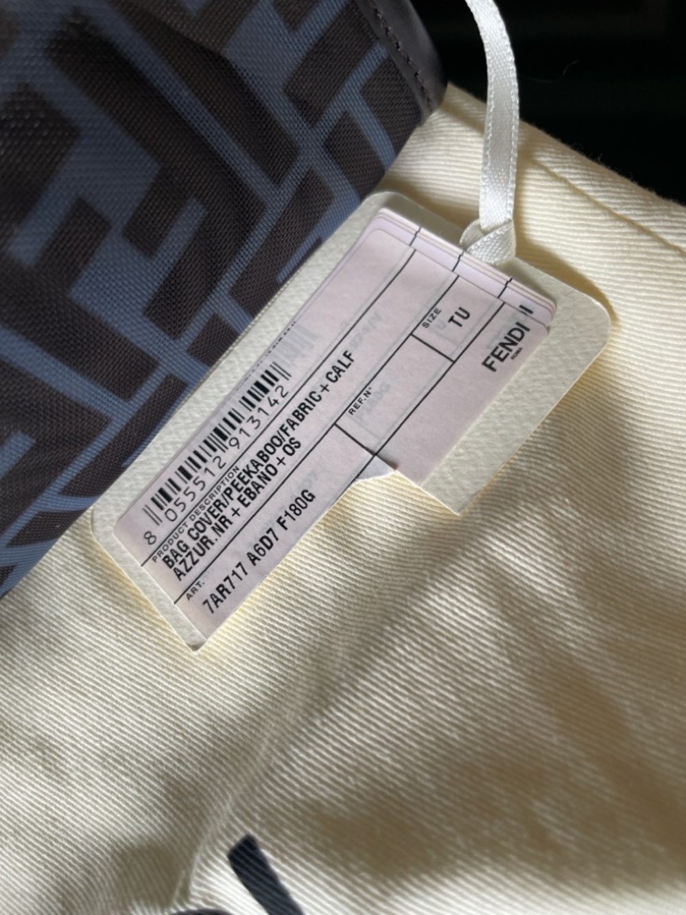 Fendi Peekaboo Defender Cover FF Mesh Azzurro Ebano 7AR717 with Dust Bag & Tag - Picture 3 of 4